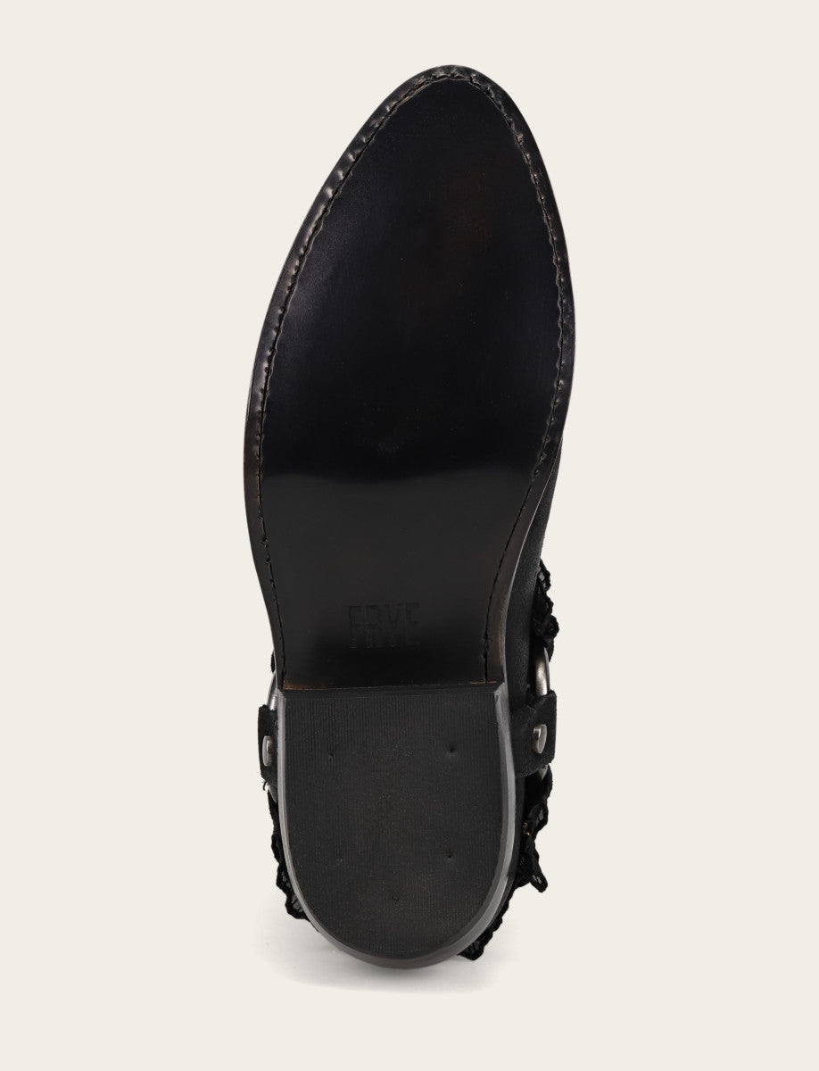 Frye Featured | Women's Black Billy Harness Ruffle Boots