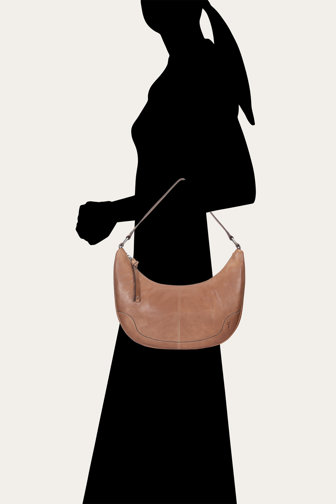 Frye Quality | Melissa Beige Crescent Hobo