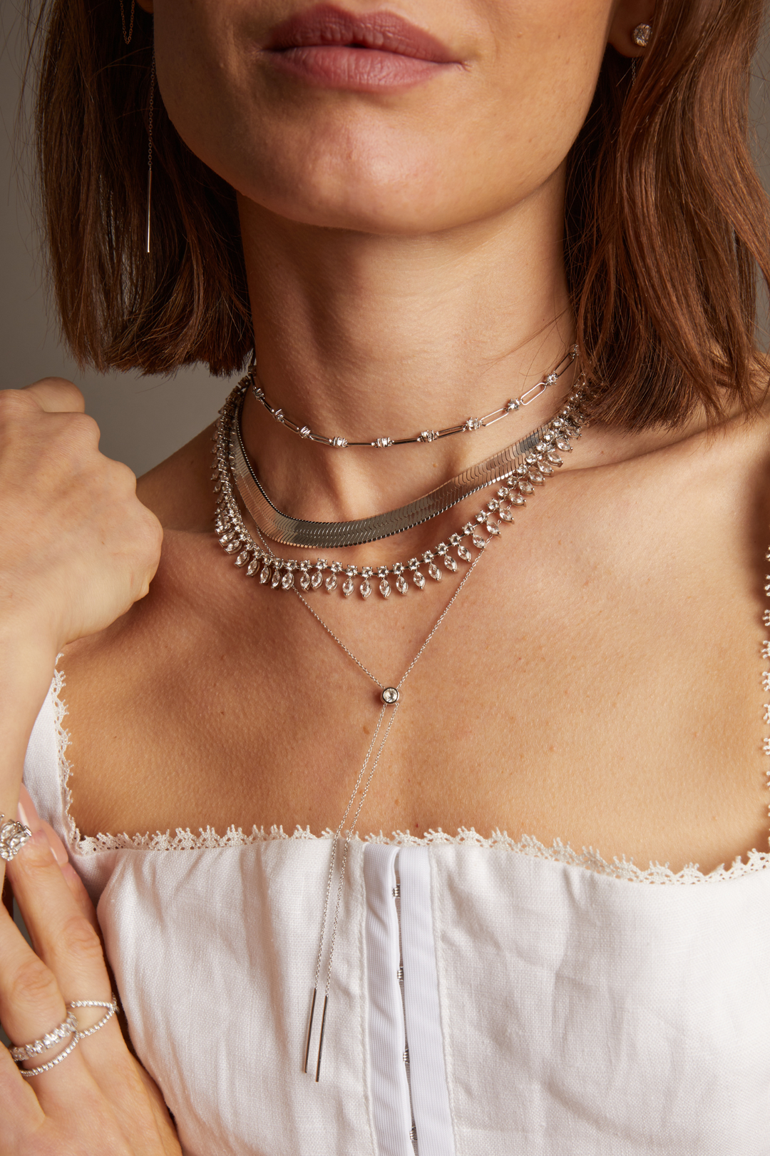 Frye Exclusive | Women’s Lab Grown White Sapphire Bolo Necklace | Aurate x The Frye Company