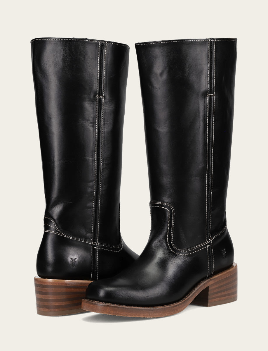 Frye Best Price | Women's Campus 14L Jet Black Wide Calf Boots
