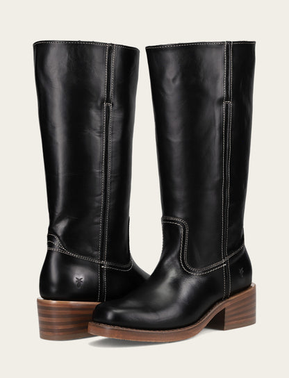 Frye Best Price | Women's Campus 14L Jet Black Wide Calf Boots
