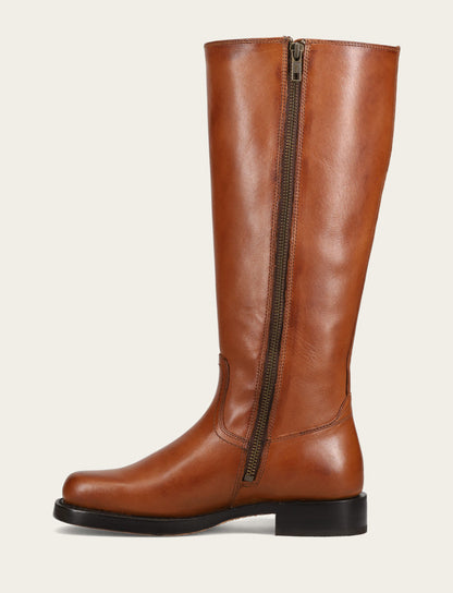 Frye Value | Women's Cognac Campus Low Heel Tall Riding Wide Calf Boot