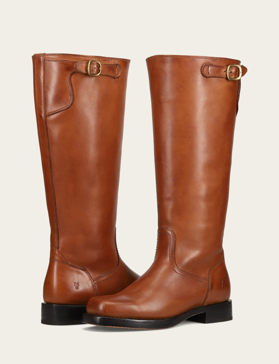 Frye Value | Women's Cognac Campus Low Heel Tall Riding Wide Calf Boot