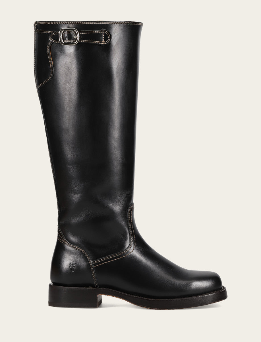 Frye Popular | Women's Black Campus Low Heel Tall Riding Wide Calf Boot