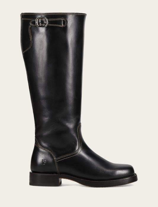 Frye Popular | Women's Black Campus Low Heel Tall Riding Wide Calf Boot