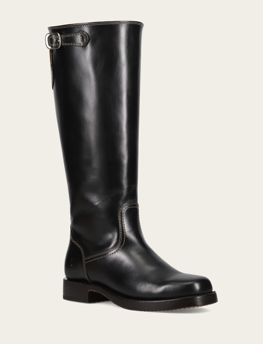 Frye Popular | Women's Black Campus Low Heel Tall Riding Wide Calf Boot