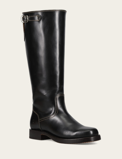 Frye Popular | Women's Black Campus Low Heel Tall Riding Wide Calf Boot
