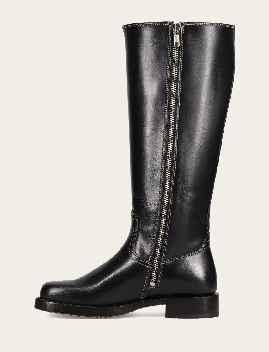 Frye Popular | Women's Black Campus Low Heel Tall Riding Wide Calf Boot