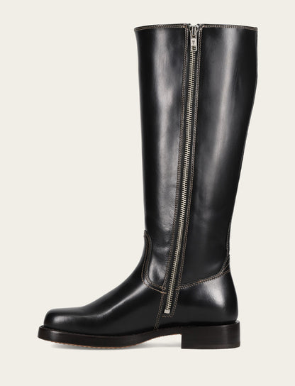 Frye Popular | Women's Black Campus Low Heel Tall Riding Wide Calf Boot