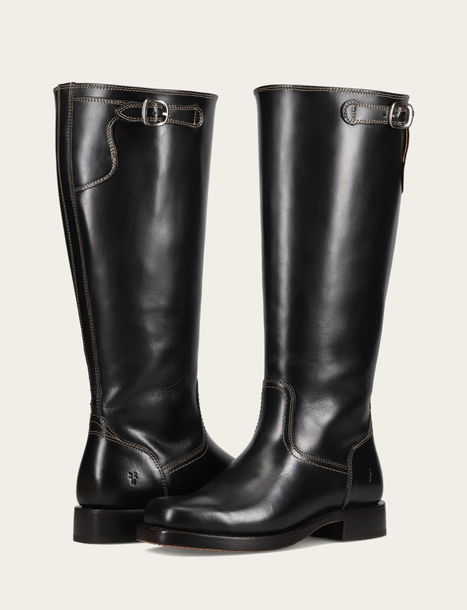 Frye Popular | Women's Black Campus Low Heel Tall Riding Wide Calf Boot