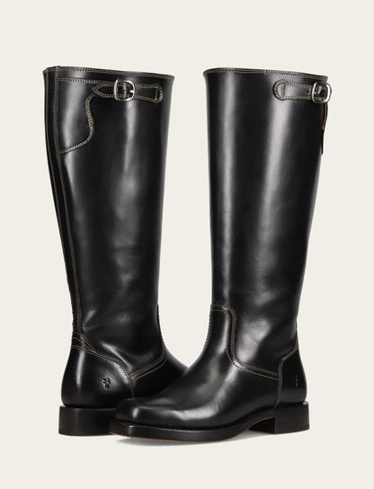 Frye Popular | Women's Black Campus Low Heel Tall Riding Wide Calf Boot