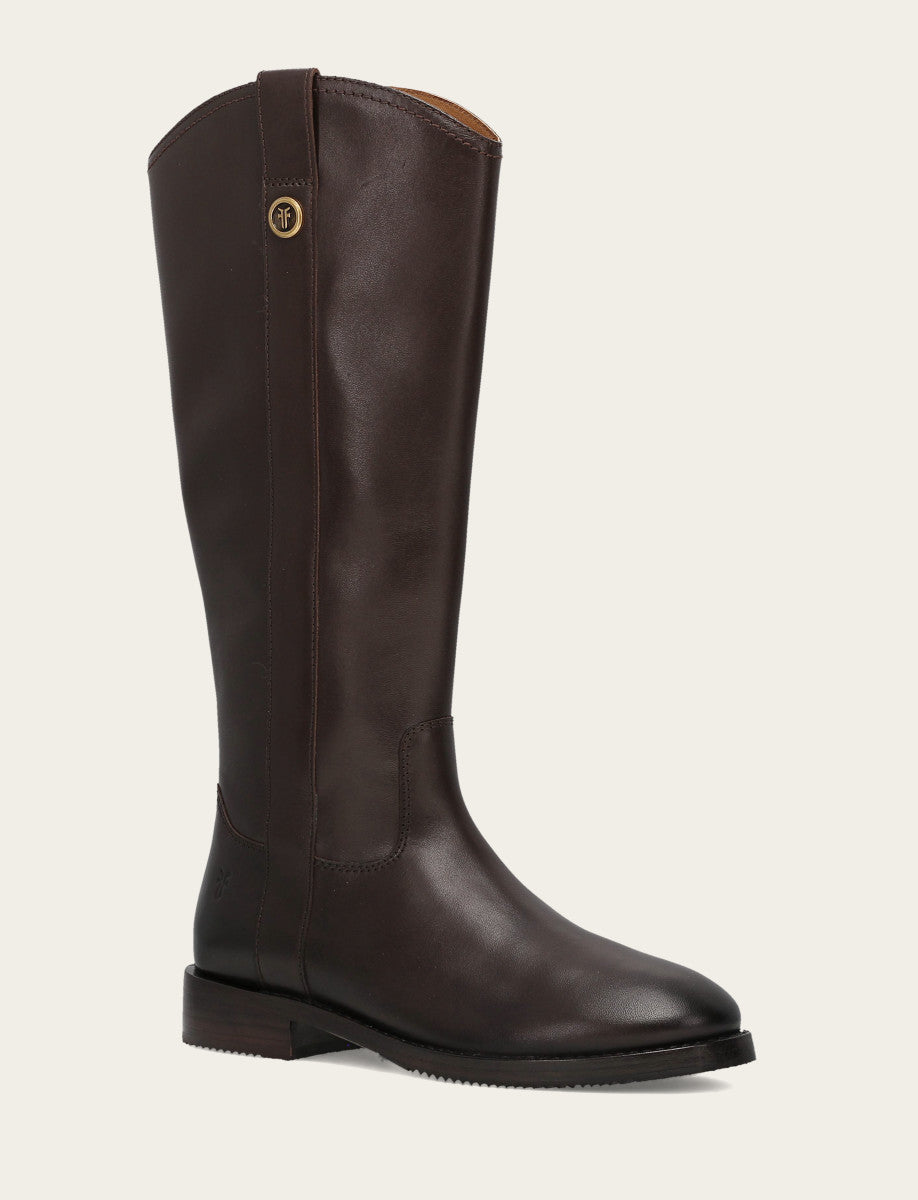 Frye Exclusive | Women's Dark Brown Melissa Button Tall Inside Zip Wide Calf Boot