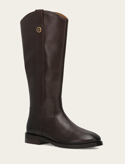 Frye Exclusive | Women's Dark Brown Melissa Button Tall Inside Zip Wide Calf Boot