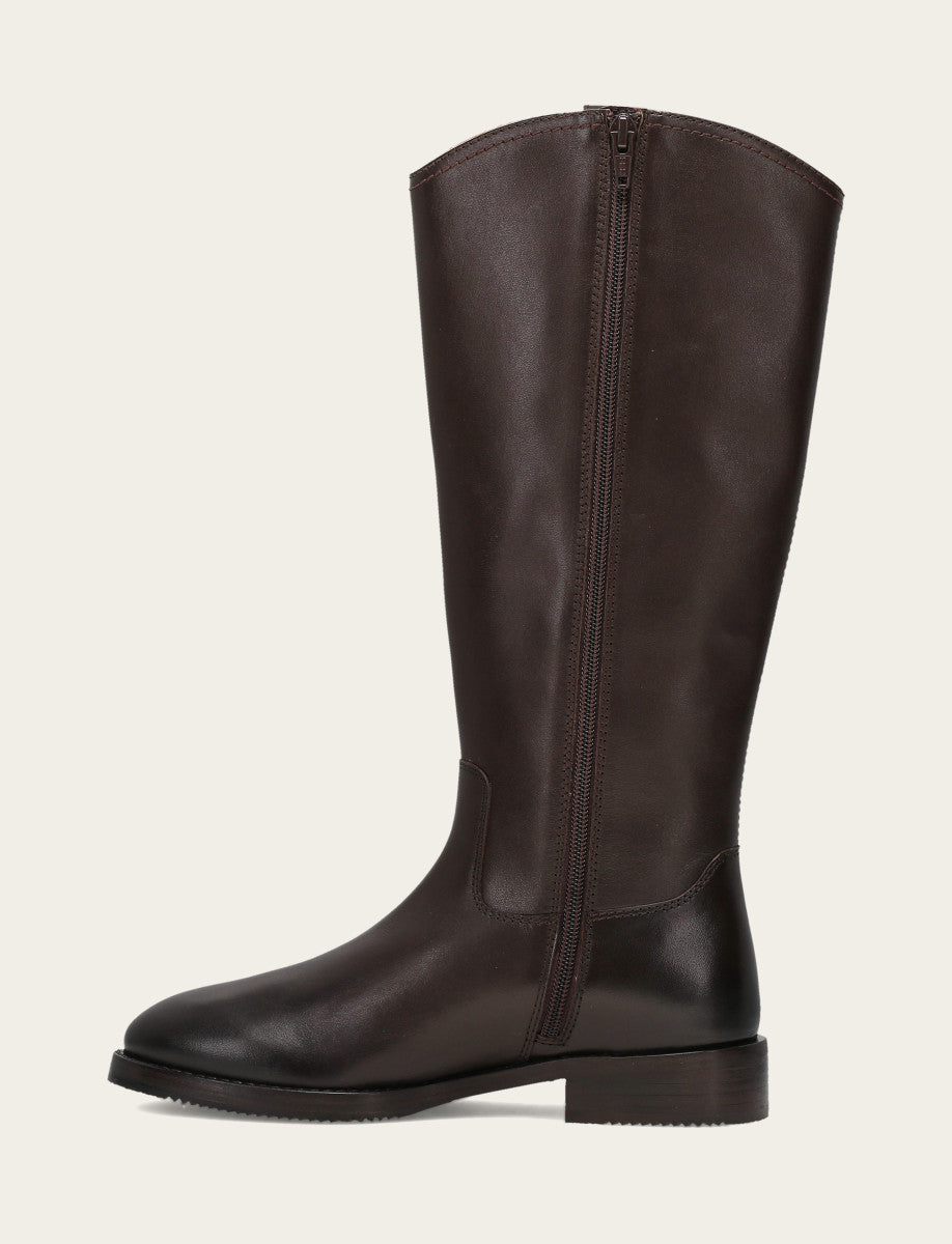 Frye Exclusive | Women's Dark Brown Melissa Button Tall Inside Zip Wide Calf Boot