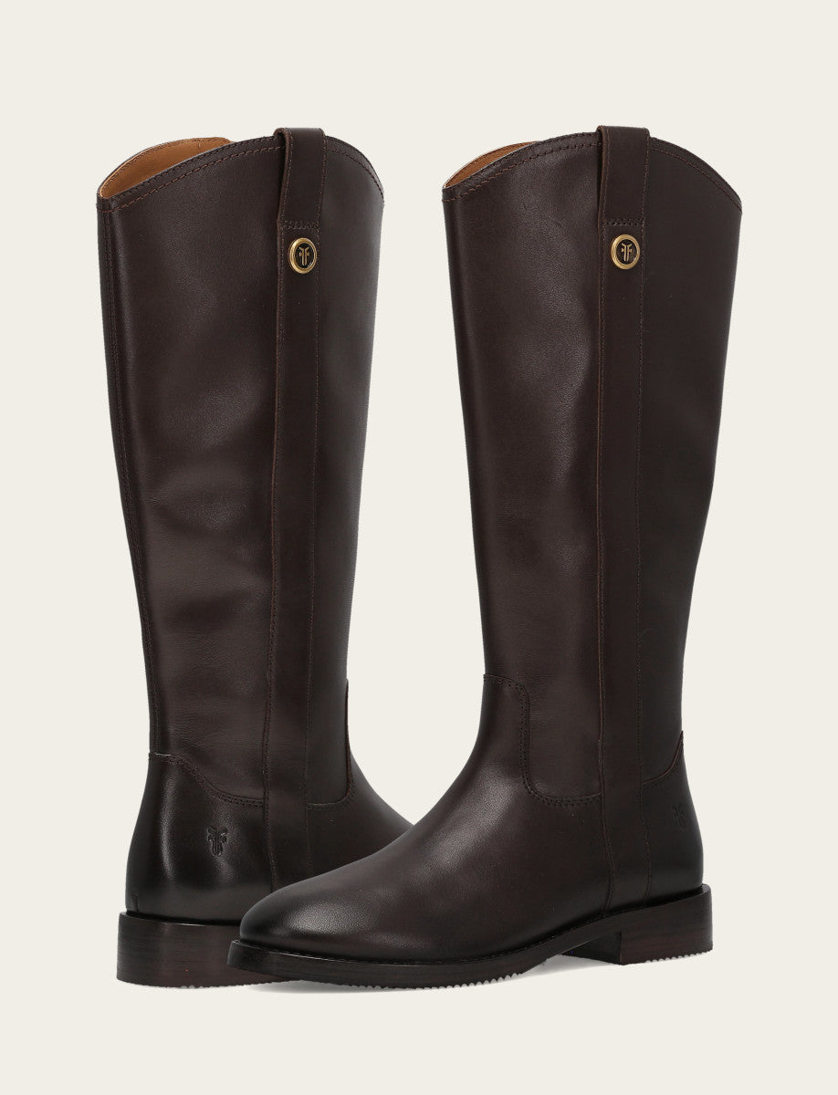 Frye Exclusive | Women's Dark Brown Melissa Button Tall Inside Zip Wide Calf Boot