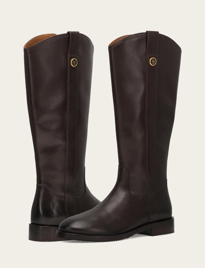 Frye Exclusive | Women's Dark Brown Melissa Button Tall Inside Zip Wide Calf Boot