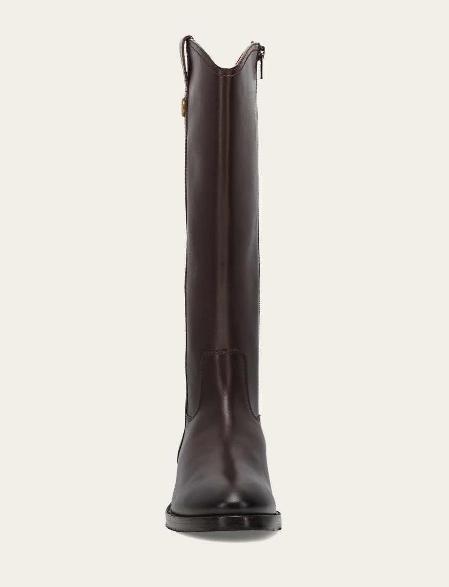 Frye Exclusive | Women's Dark Brown Melissa Button Tall Inside Zip Wide Calf Boot