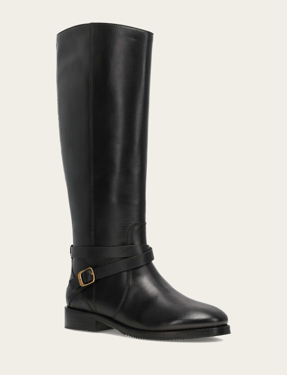 Frye Trending | Women's Black Melissa Belted Riding Wide Calf Boot