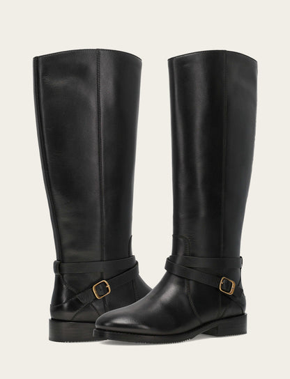 Frye Trending | Women's Black Melissa Belted Riding Wide Calf Boot