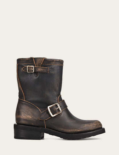 Frye Exclusive | Women's Distressed Black Viv Short Engineer Boot