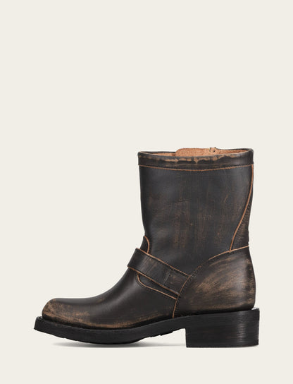 Frye Exclusive | Women's Distressed Black Viv Short Engineer Boot