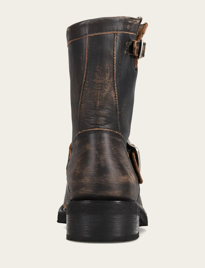 Frye Exclusive | Women's Distressed Black Viv Short Engineer Boot