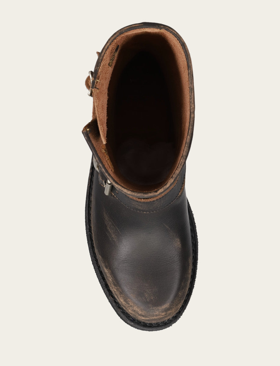 Frye Exclusive | Women's Distressed Black Viv Short Engineer Boot