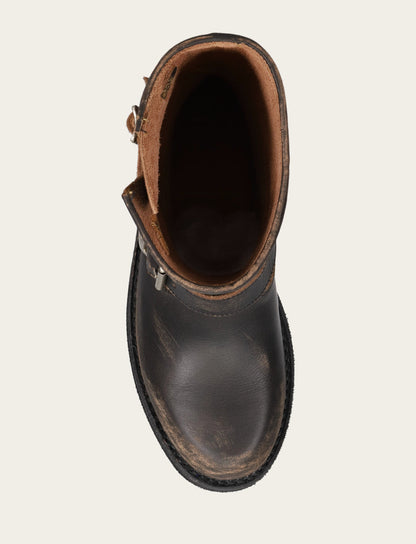Frye Exclusive | Women's Distressed Black Viv Short Engineer Boot