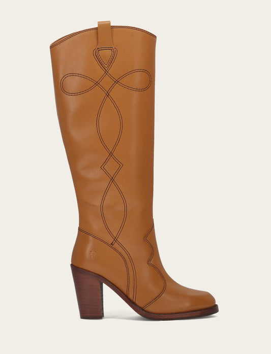 Frye Signature | Women’s Caramel Corinne Deco Stitch Tall Boots