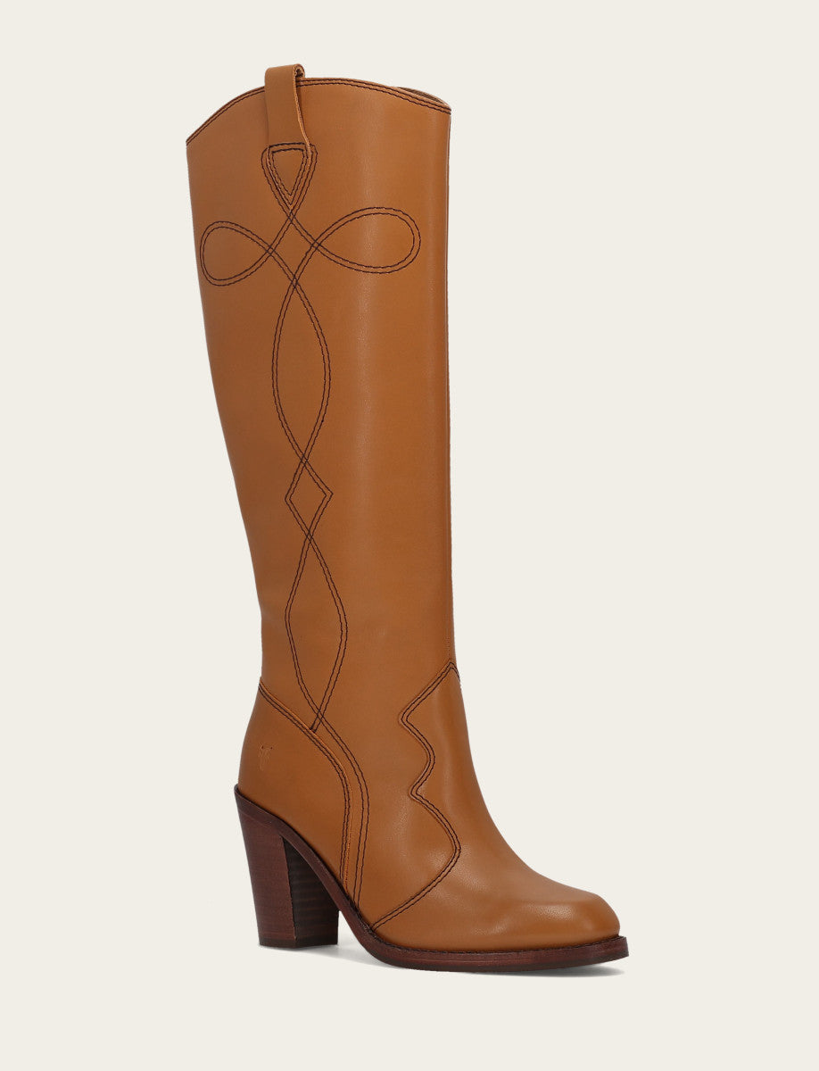 Frye Signature | Women’s Caramel Corinne Deco Stitch Tall Boots