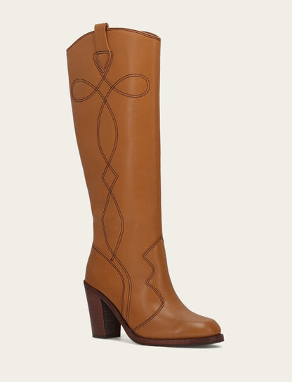 Frye Signature | Women’s Caramel Corinne Deco Stitch Tall Boots