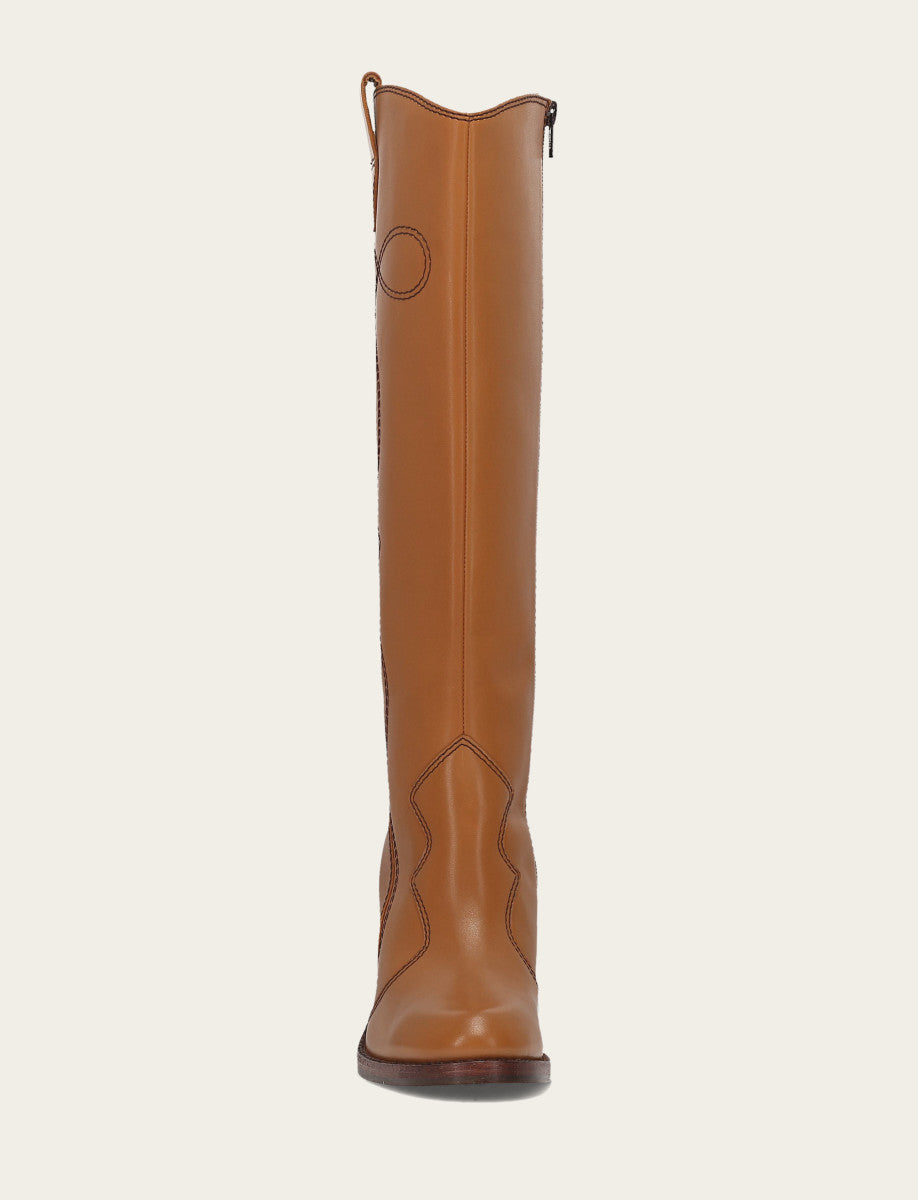 Frye Signature | Women’s Caramel Corinne Deco Stitch Tall Boots