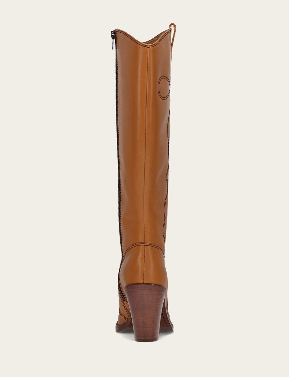 Frye Signature | Women’s Caramel Corinne Deco Stitch Tall Boots
