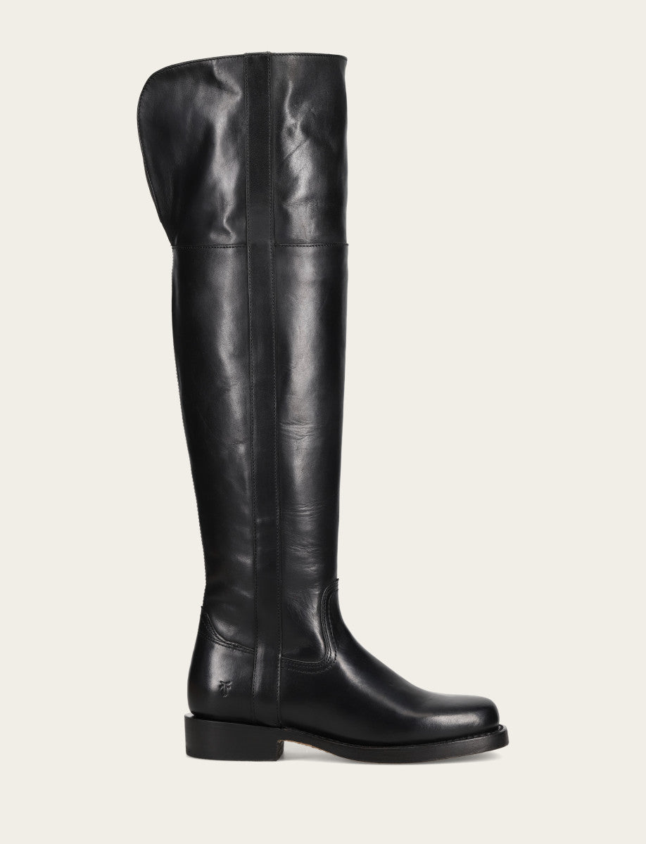 Frye Latest | Women's Black Campus Low Heel Over The Knee Boot