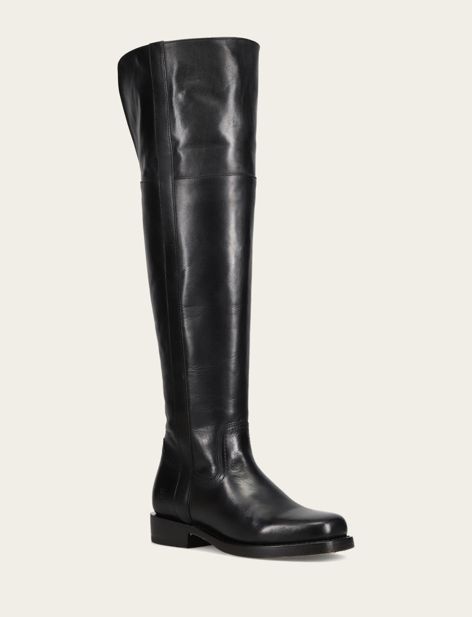 Frye Latest | Women's Black Campus Low Heel Over The Knee Boot