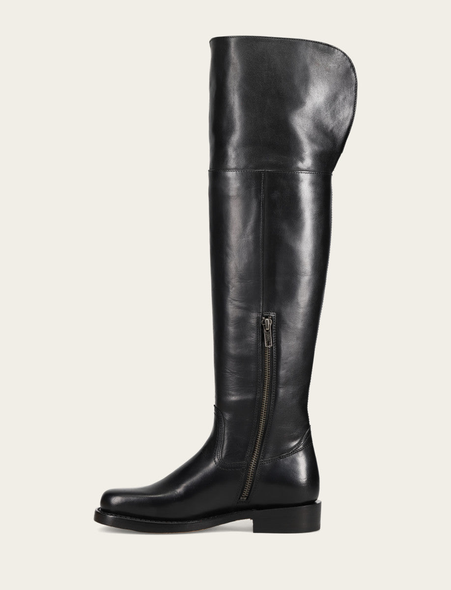 Frye Latest | Women's Black Campus Low Heel Over The Knee Boot