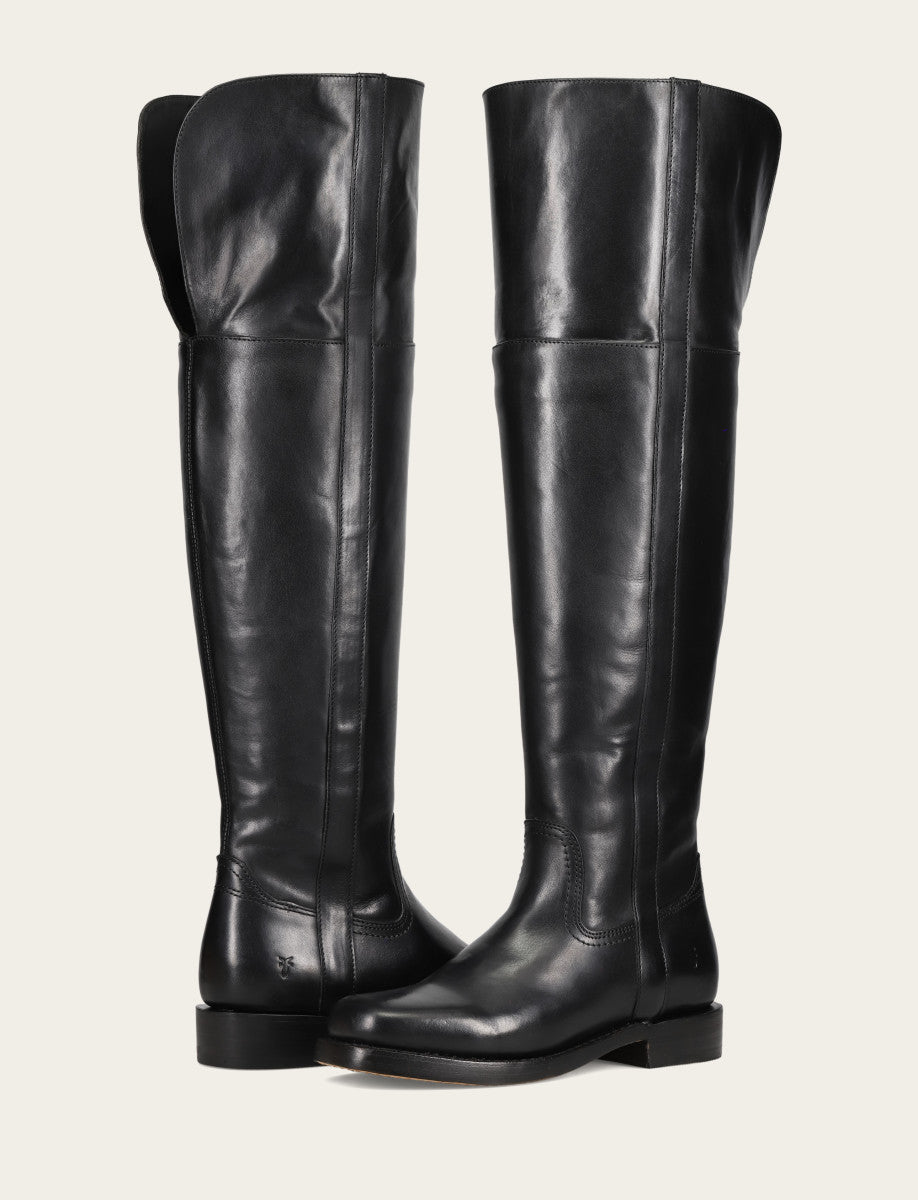 Frye Latest | Women's Black Campus Low Heel Over The Knee Boot