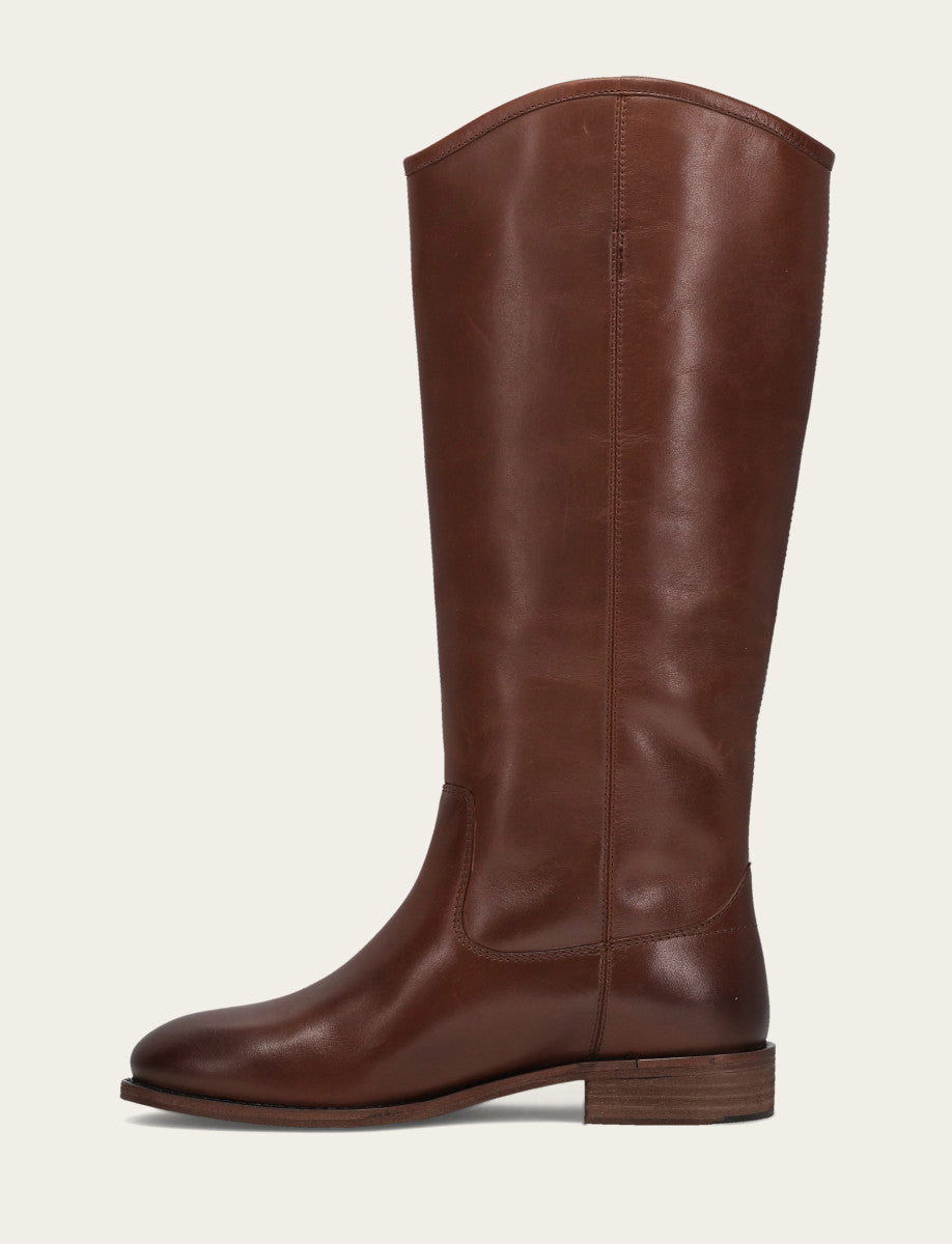 Frye Signature | Women’s Cognac Wide Calf Melissa Button 2 Tall Boots | Frye