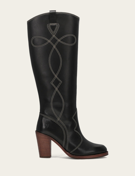 Frye Special Offer | Women's Black Corinne Tall Deco Stitch Boot