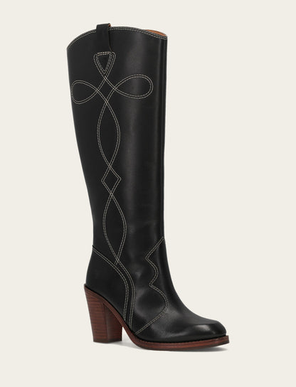 Frye Special Offer | Women's Black Corinne Tall Deco Stitch Boot