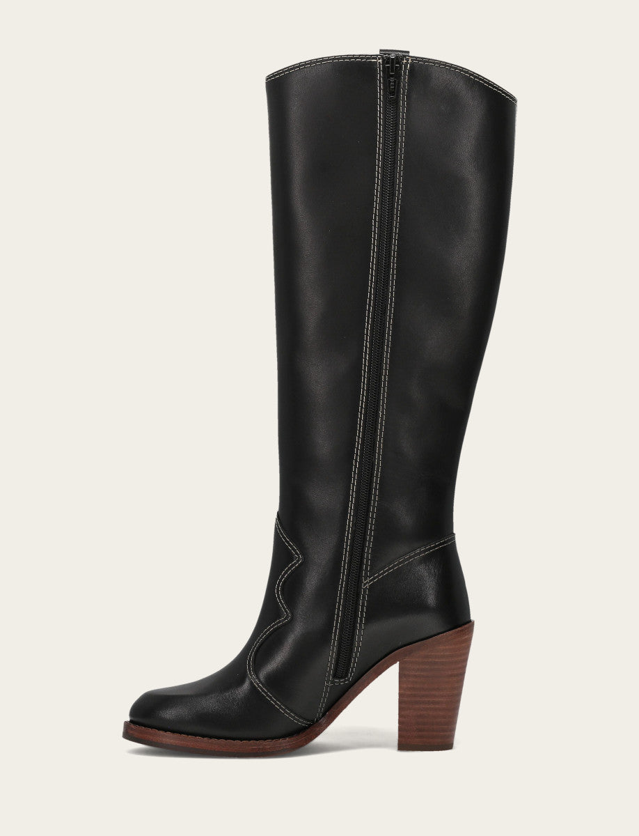 Frye Special Offer | Women's Black Corinne Tall Deco Stitch Boot