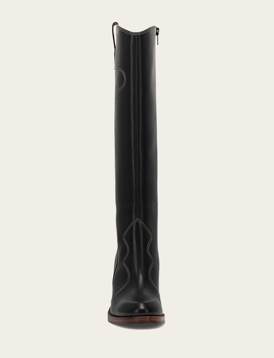 Frye Special Offer | Women's Black Corinne Tall Deco Stitch Boot