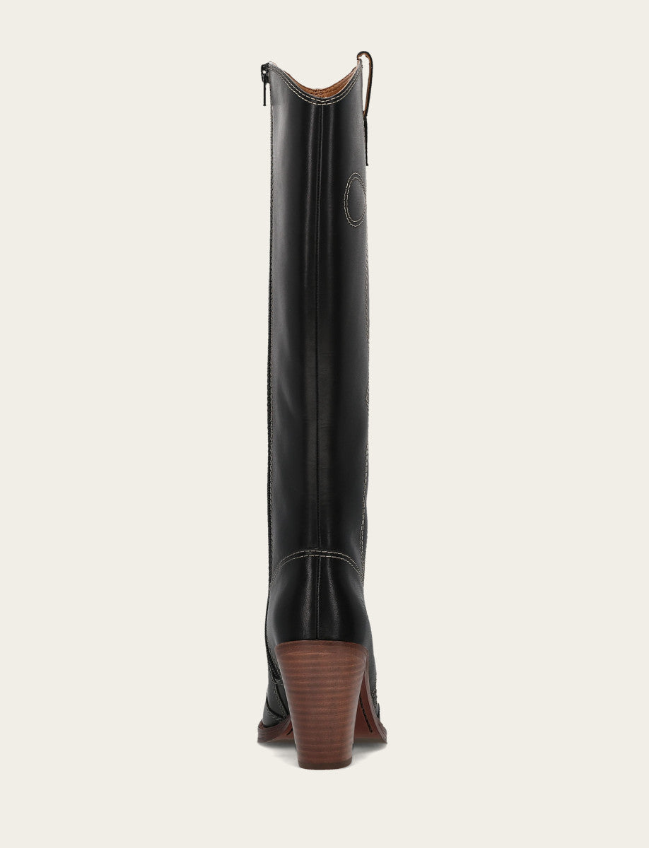 Frye Special Offer | Women's Black Corinne Tall Deco Stitch Boot