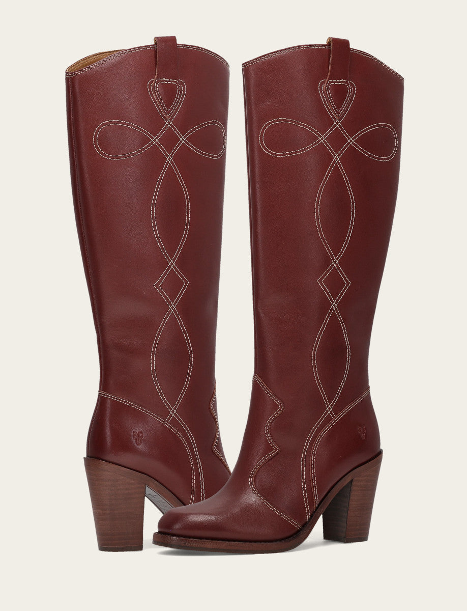 Frye New | Women's Cranberry Corinne Tall Deco Stitch Boot