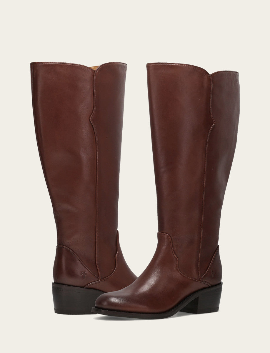 Frye Special Offer | Women's Saddle Carson 2 Piping Tall Wide Calf Boot