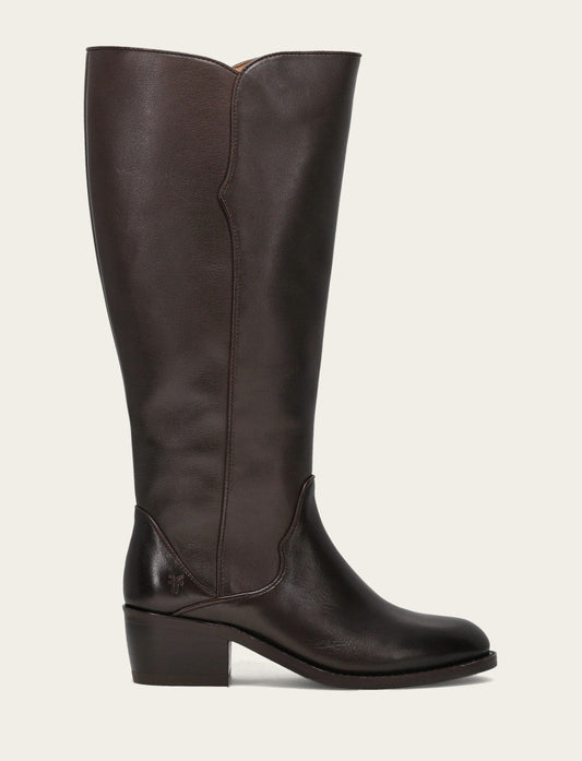 Frye Signature | Women's Dark Brown Carson 2 Piping Tall Wide Calf Boot