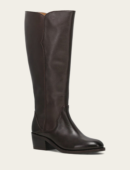 Frye Signature | Women's Dark Brown Carson 2 Piping Tall Wide Calf Boot