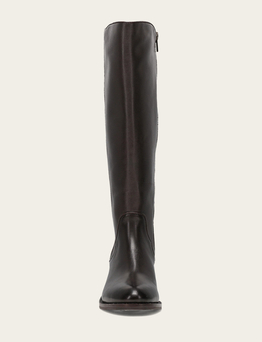 Frye Signature | Women's Dark Brown Carson 2 Piping Tall Wide Calf Boot