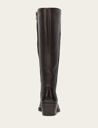 Frye Signature | Women's Dark Brown Carson 2 Piping Tall Wide Calf Boot