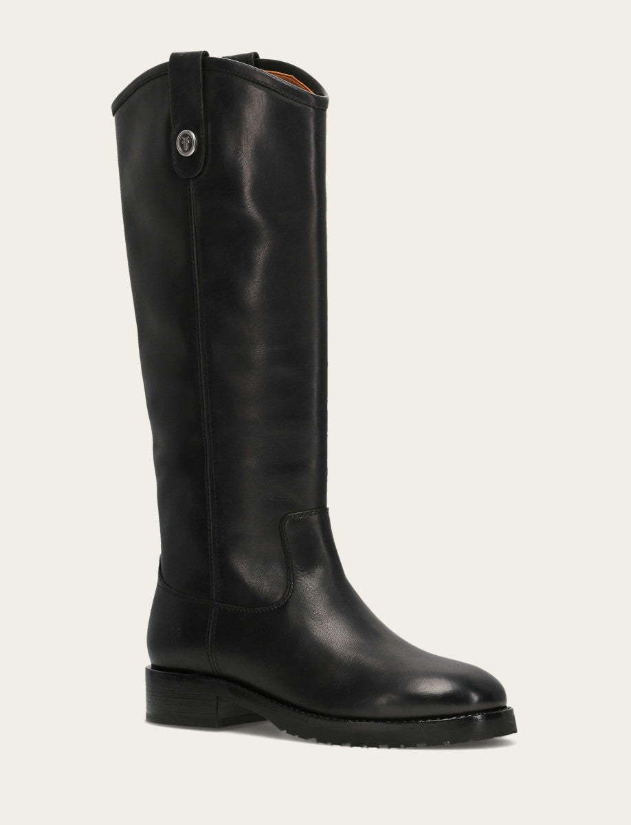 Frye Value | Women’s Black Wide Calf Melissa Lug Button Tall Boots | Frye